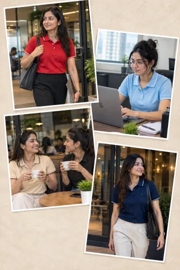 Grey formal polo t shirt for women with collar perfect for office wear