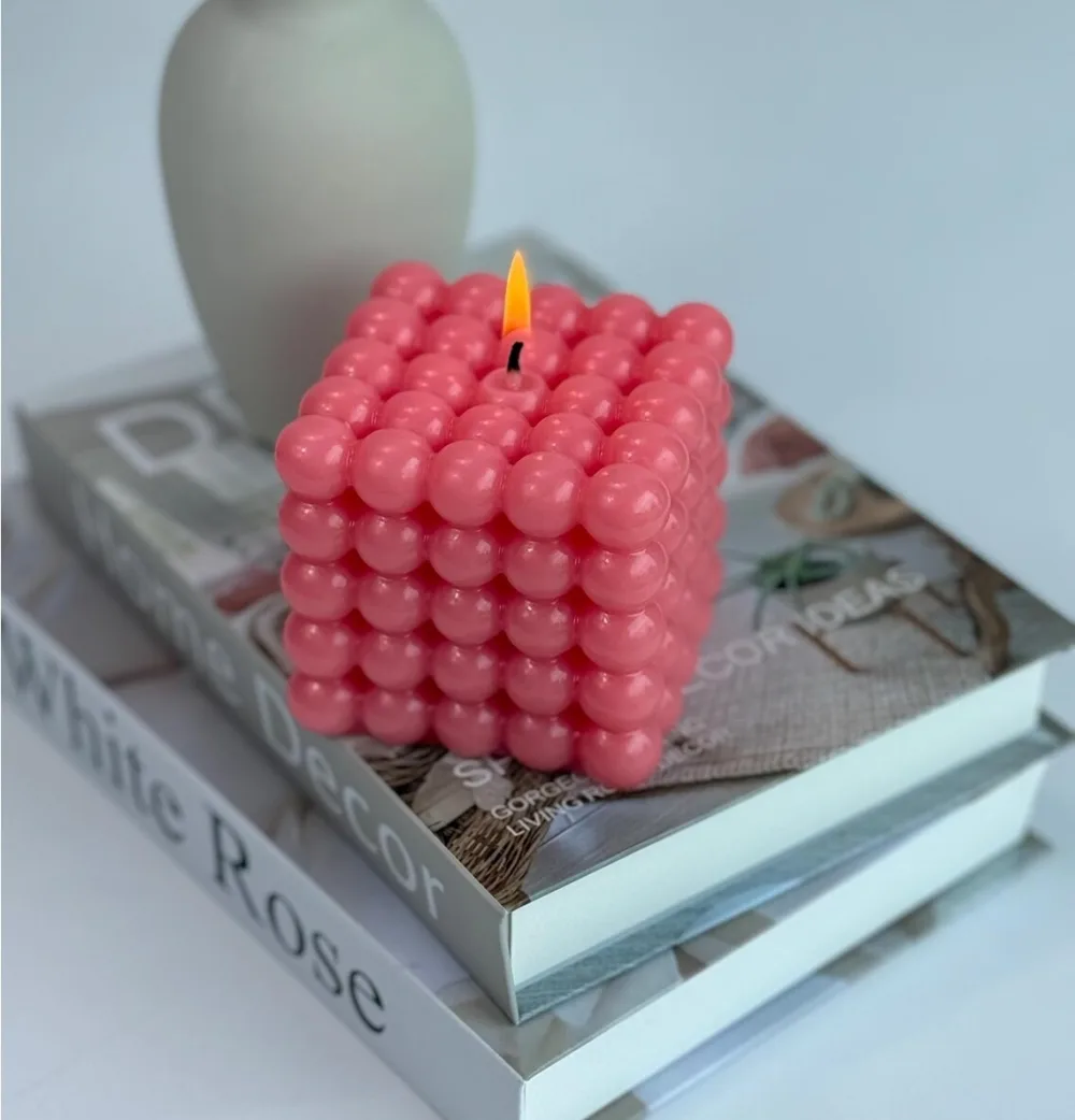 Best Bubbles Cube Scented Candle for Party and Festivals (Red)