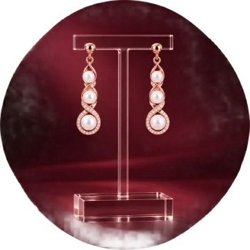 Beautiful Pompous Design Pearls Stud Exclusive Earrings Rose Gold